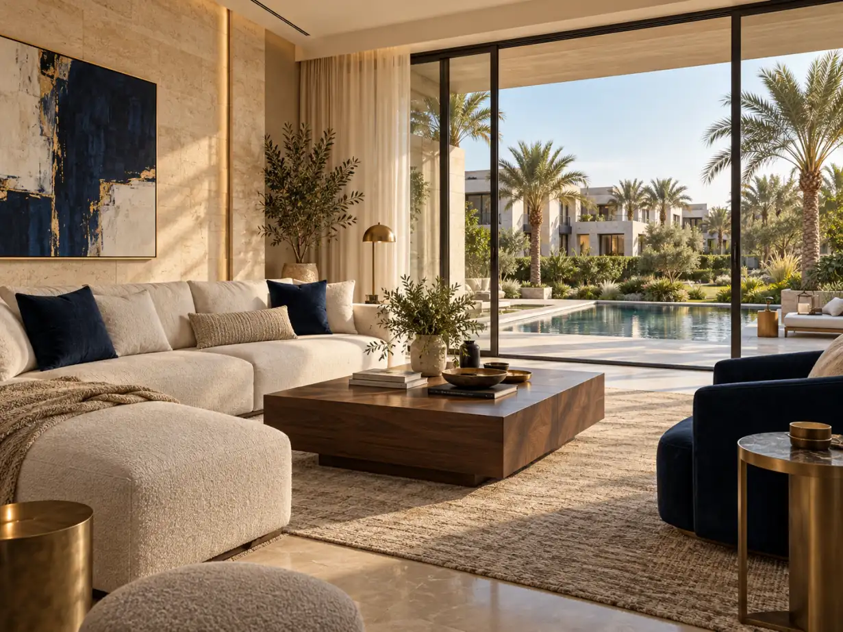 مساحة سكنية معاصرة تطل على حديقة ونخيل